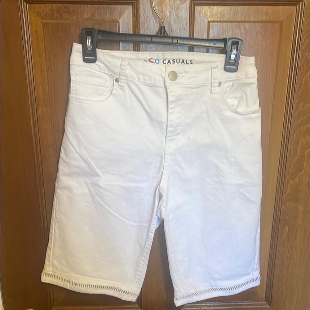 White Bermuda length shorts